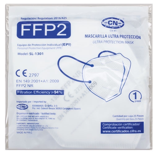 Mascarilla ULTRA PROTECCIÓN FFP2 - (Caja 25 ud, Emb. individual)