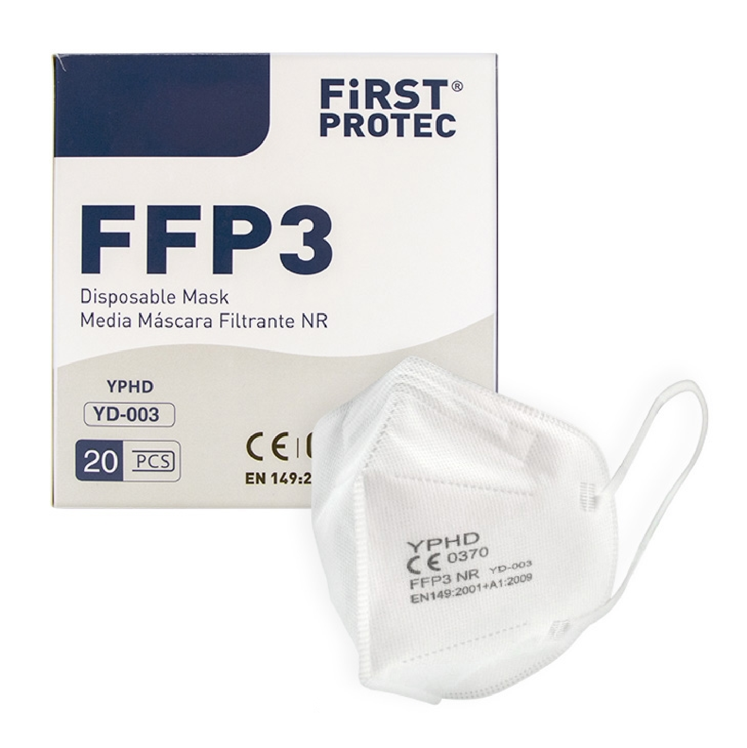 MASCARILLA FIRSTPROTECT FFP3 | COLOR BLANCO | BOLSAS INDIVIDUALES | CAD: 16/02/2028