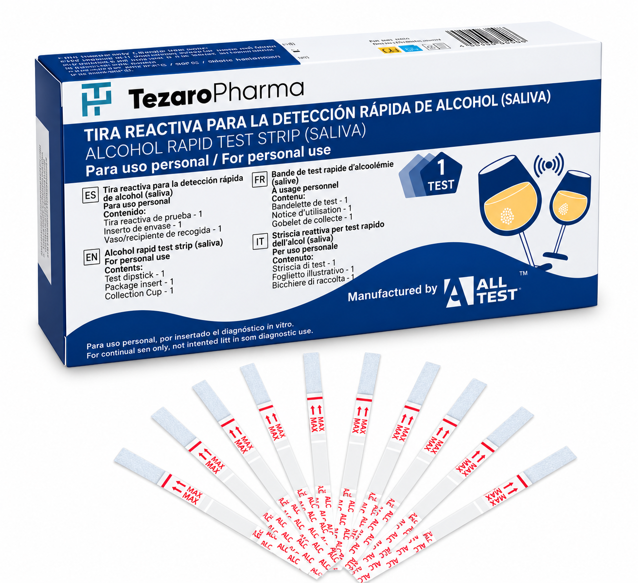 Prueba Rápida de Alcohol en Saliva en Tira Reactiva | AllTest | CAD: 07-2028